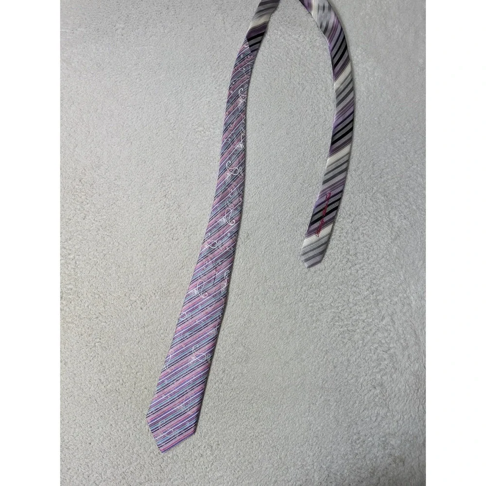 Robert Graham Necktie Mens OS Purple Paisley Striped Silk Knowledge Wisdom Truth